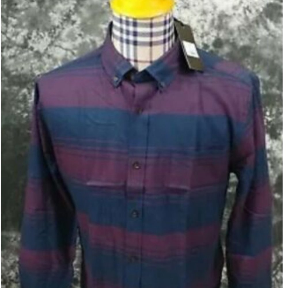 Five Four NWT  navy maroon plaid button front